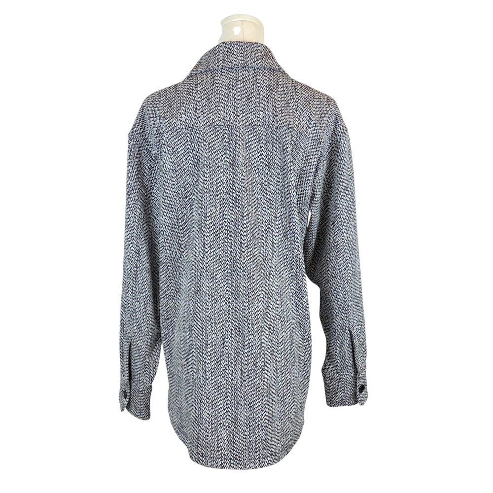 Athleta Black White Herringbone Oversized Button Up Braiden Shirt Jacket Sz XS - Picture 5 of 14